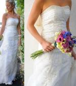 Elegant Beaded Strapless Custom Made Wedding Dress